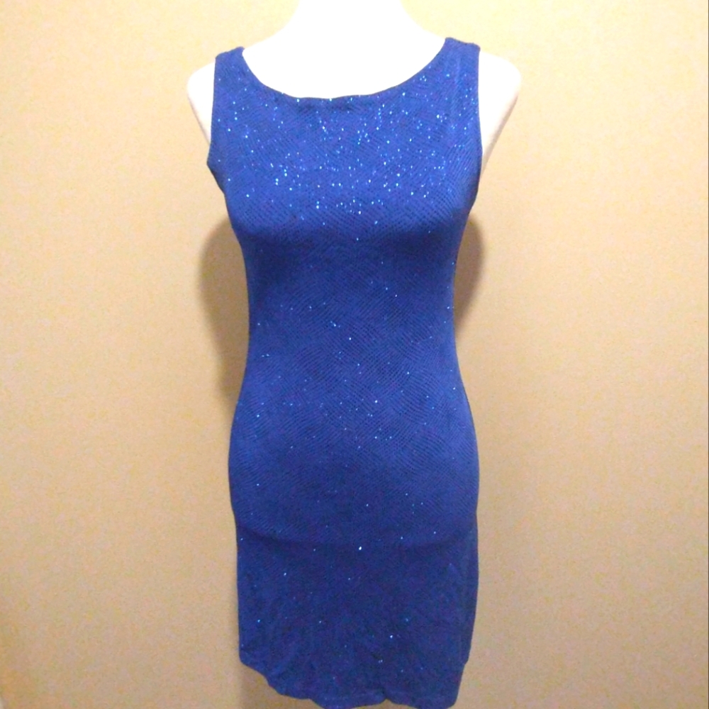 Blue Sparkle Sleeveless Mini Dress